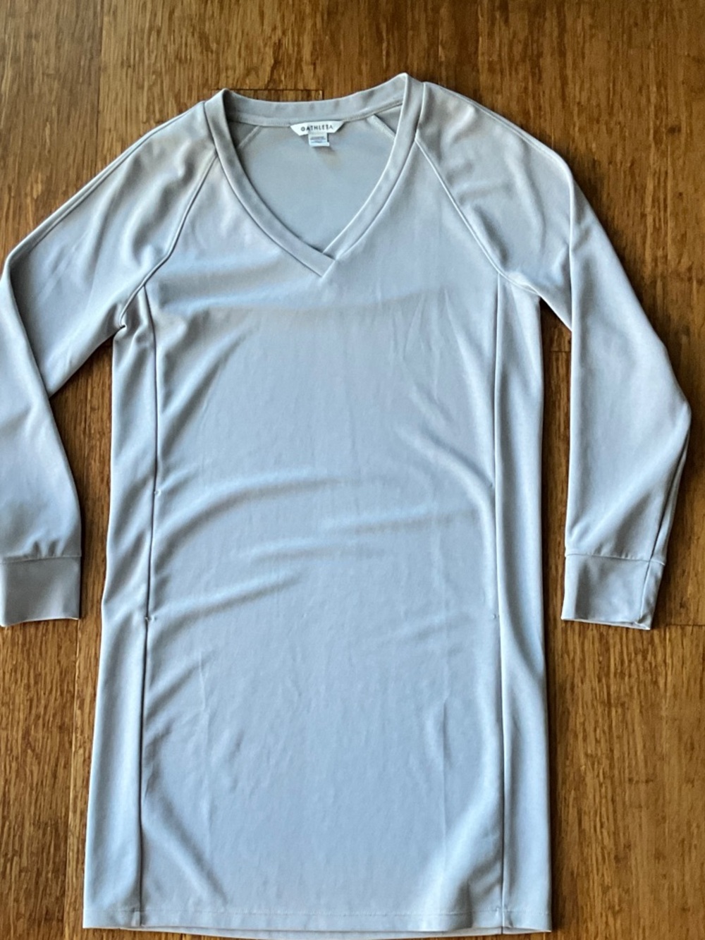 Athleta Pale Gray V-Neck Long Sleeve Active Dress